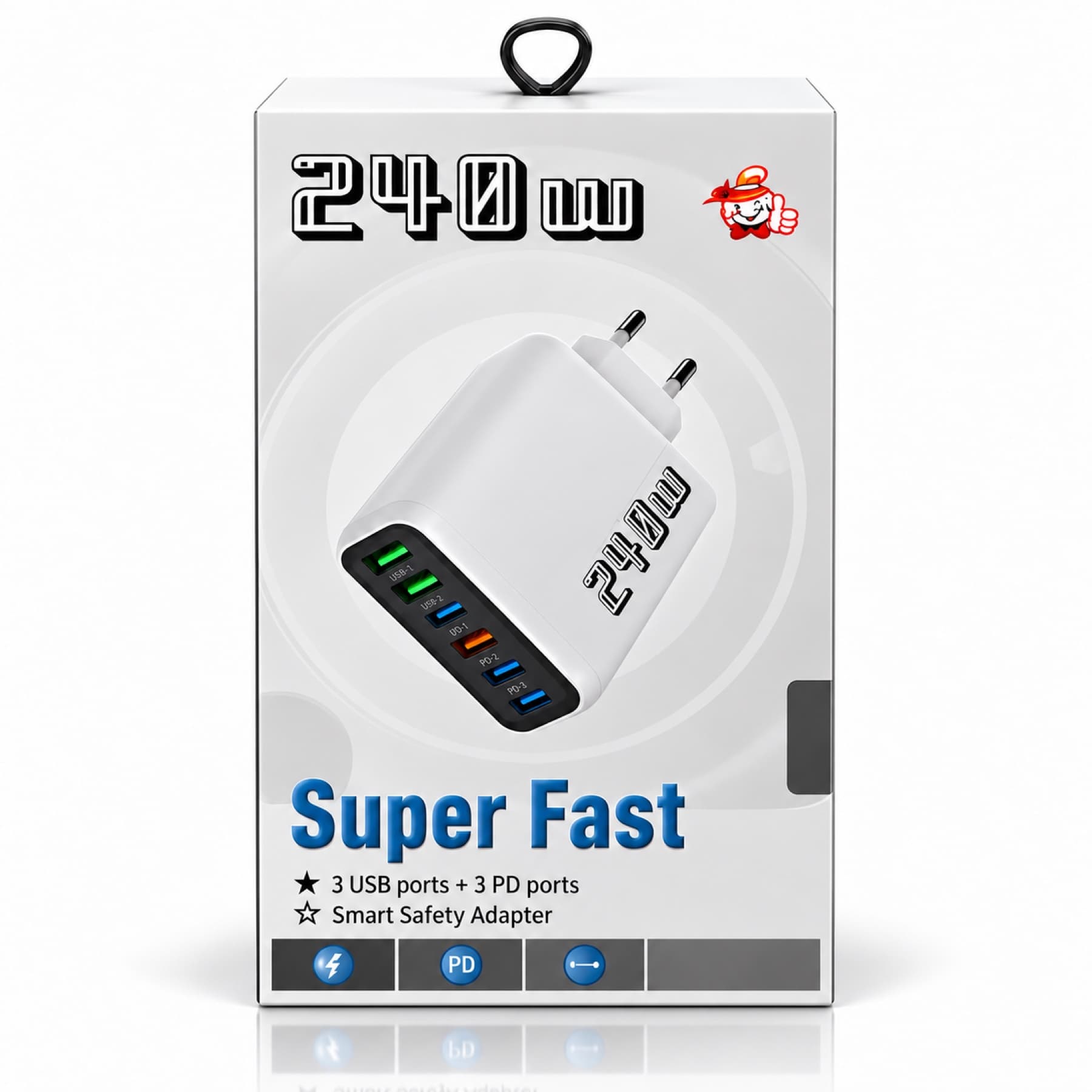 Chargeur rapide 6 ports 240W avec câble