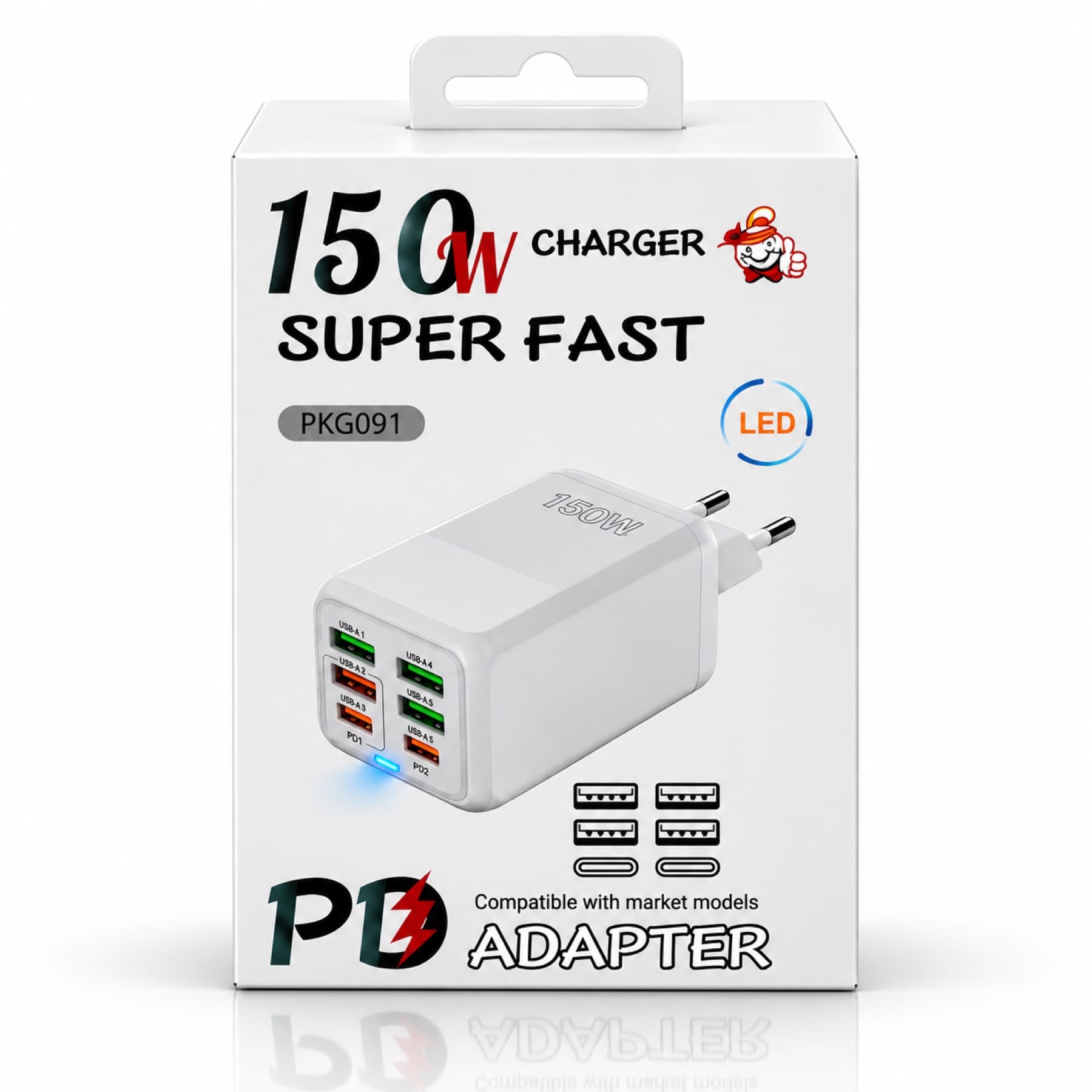 Chargeur rapide 6 ports 150W PKG091 avec câble