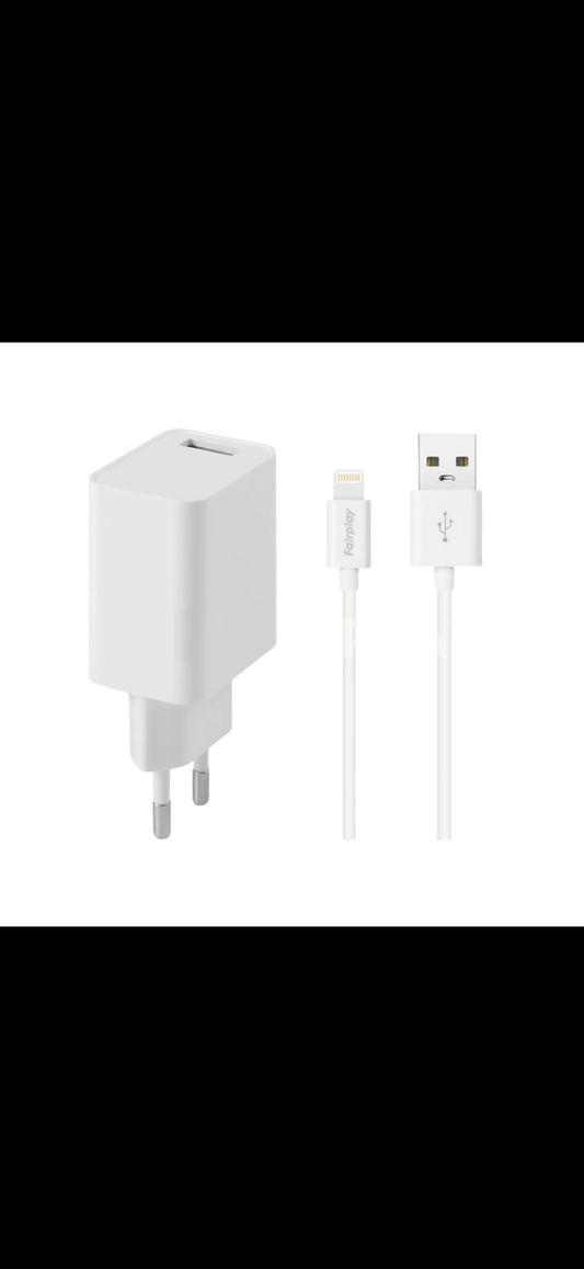 FAIRPLAY Pack Chargeur 12W + Câble Lightning (Blanc)